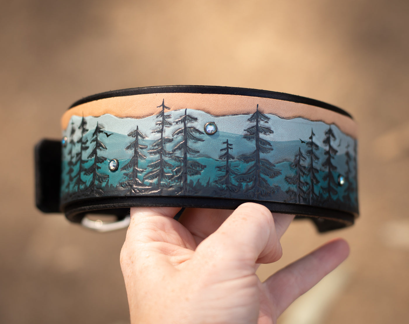 Mountain & Pine Trees Dog Collar (Misty Pines)