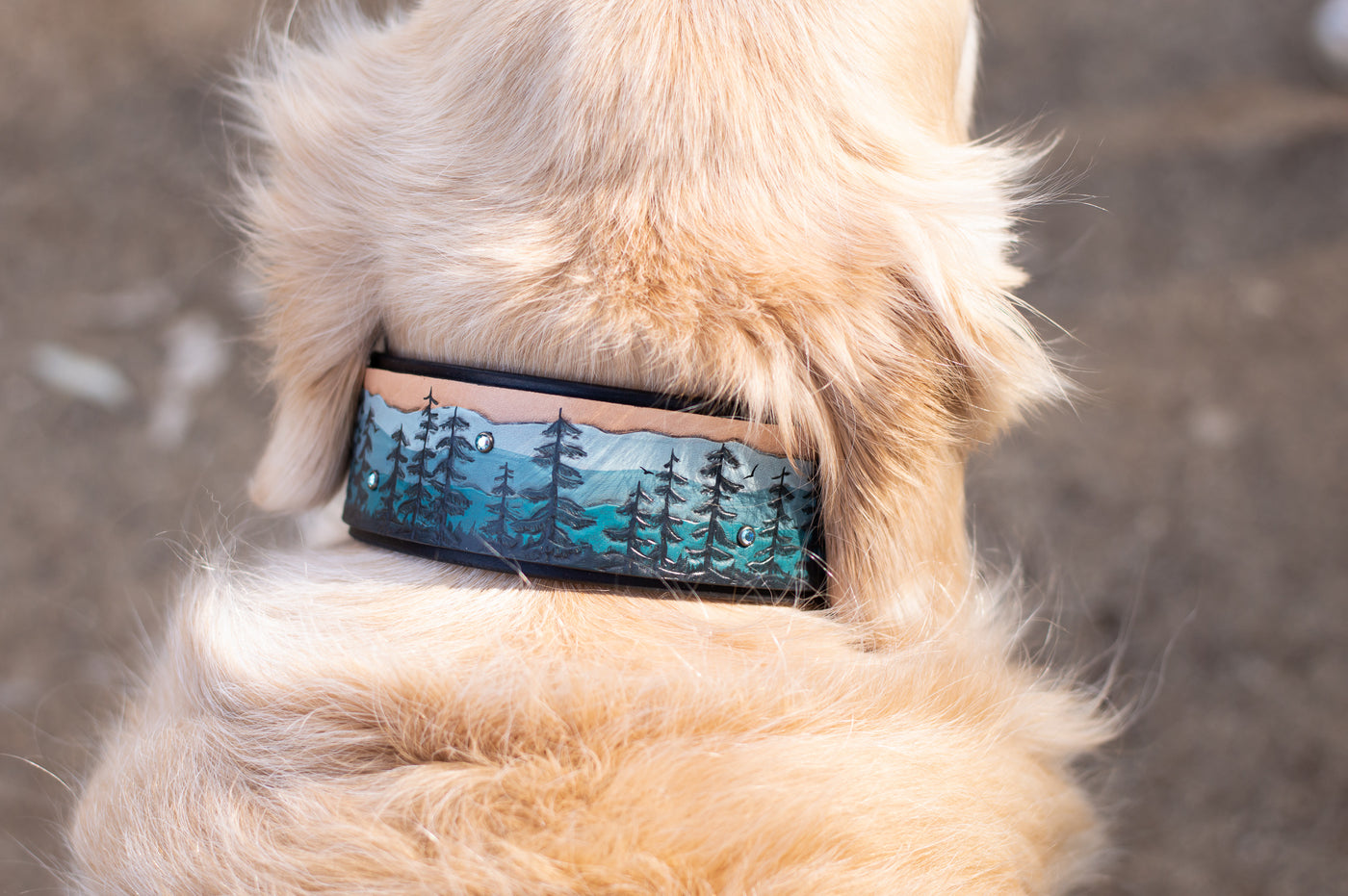 Mountain & Pine Trees Dog Collar (Misty Pines)