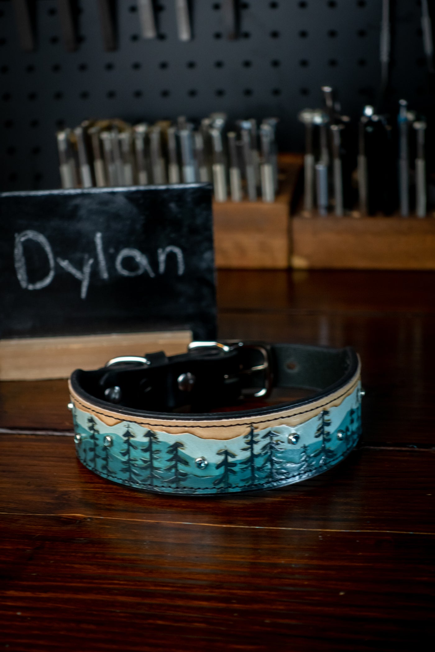 Mountain & Pine Trees Dog Collar (Misty Pines)